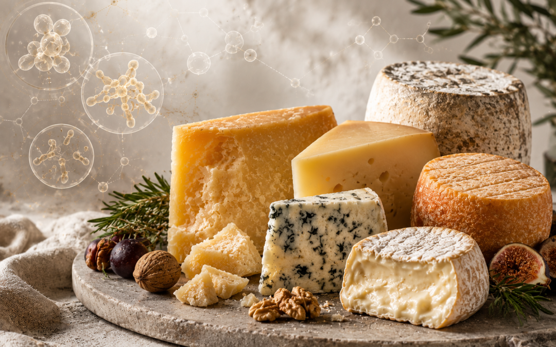 How do microbes create the flavor, texture, and diversity of cheeses consumed around the world?