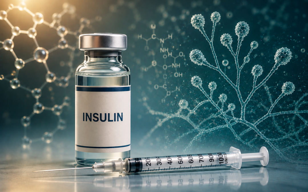 How do genetically engineered microbes produce insulin used by millions of people with diabetes worldwide?
